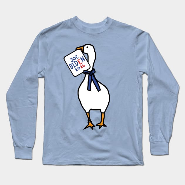 White Goose with Joe Biden 2024 Sign Long Sleeve T-Shirt by ellenhenryart